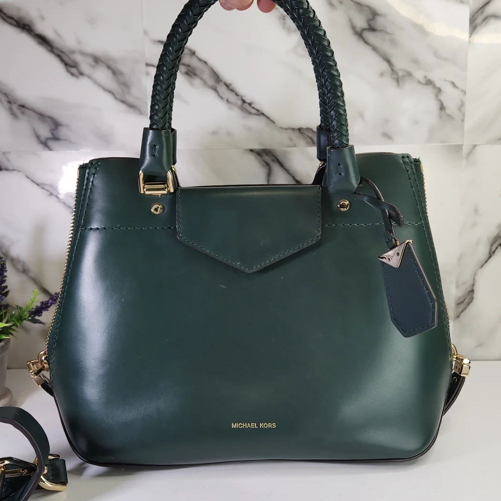Michael Kors Green Blakely Leather Satchel Handbag - Picture 8 of 14